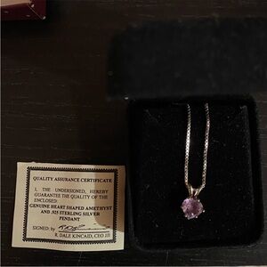 Sterling Silver Necklace with Heart-Shaped Amethyst Pendant